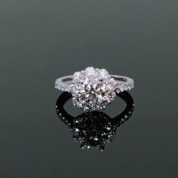 實驗室鑽石圓形女戒1克拉 