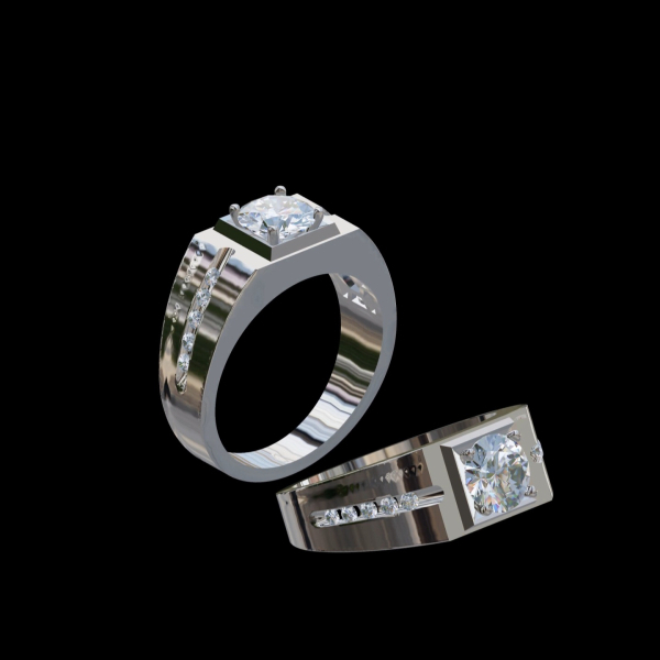 實驗室鑽石圓形男戒2克拉 