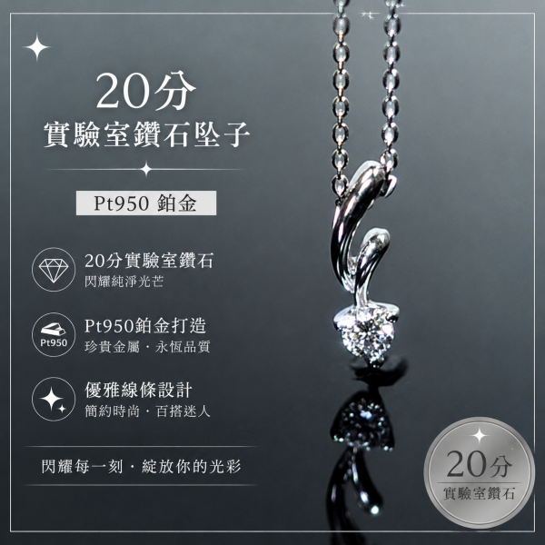 實驗室鑽石圓形墜子 