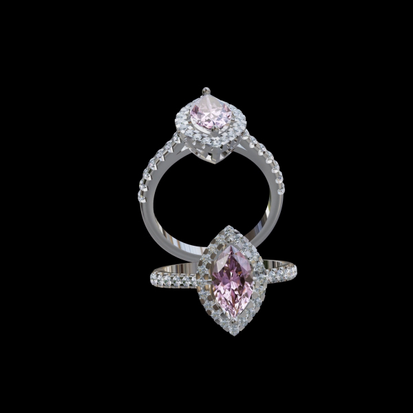 實驗室粉紅彩鑽女戒 