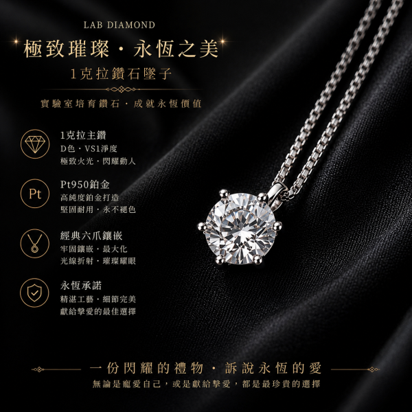 實驗室圓鑽女墜(特價商品)1克拉D.vvs1 