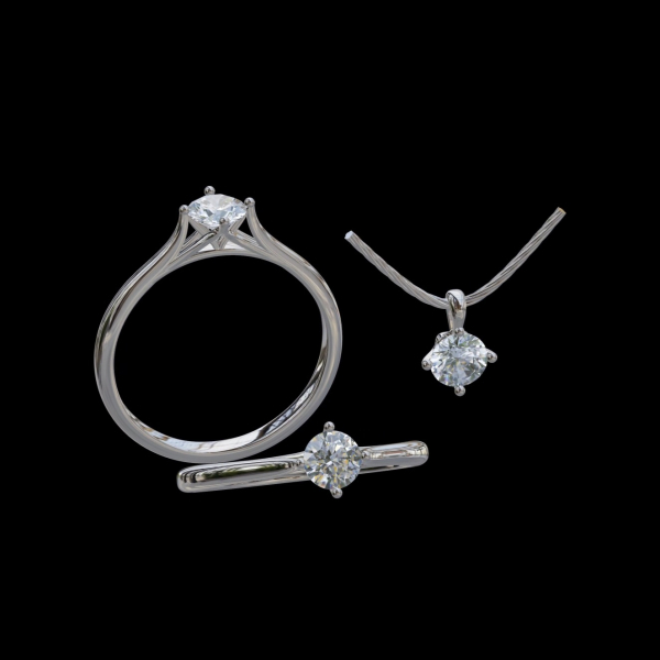 實驗室鑽石圓形套組(戒+墜)60分 