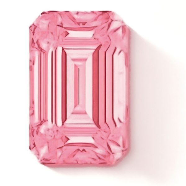 實驗室紅彩鑽祖母綠形裸石3克拉 