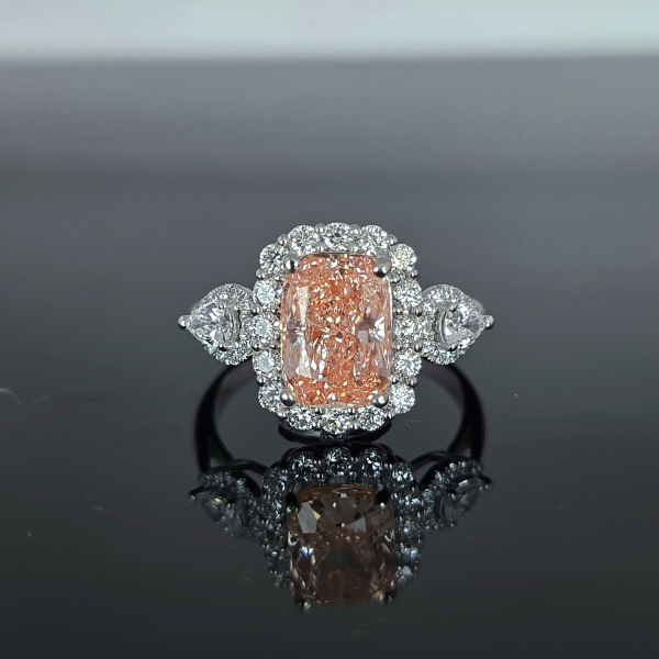 實驗室粉紅彩鑽枕形女戒3克拉 