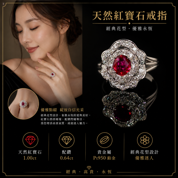 實驗室紅寶石女戒 