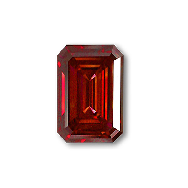 實驗室紅彩鑽祖母綠形裸石3克拉 