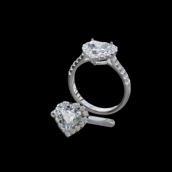 實驗室鑽石心形女戒1克拉D.vs1 