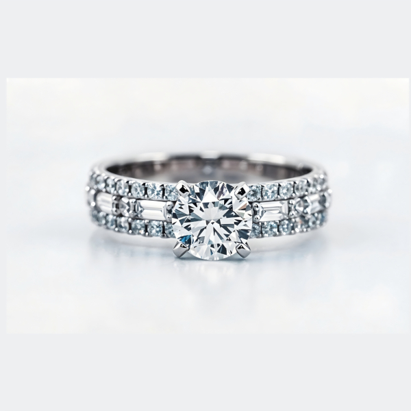 實驗室鑽石圓形女戒1克拉 