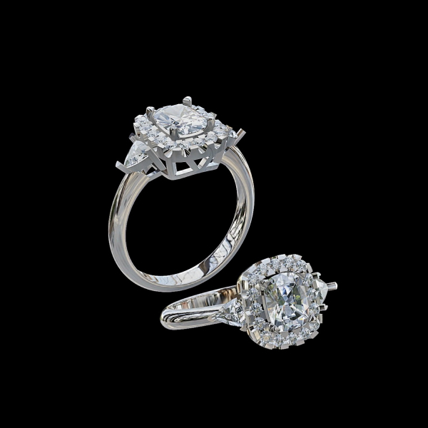 實驗室鑽石枕形女戒1克拉 