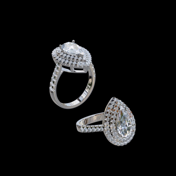 實驗室鑽石水滴女戒2克拉 