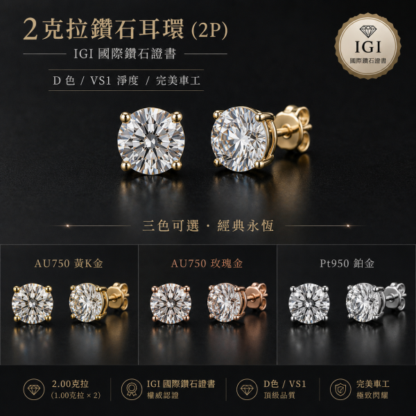 實驗室鑽石圓形耳環 