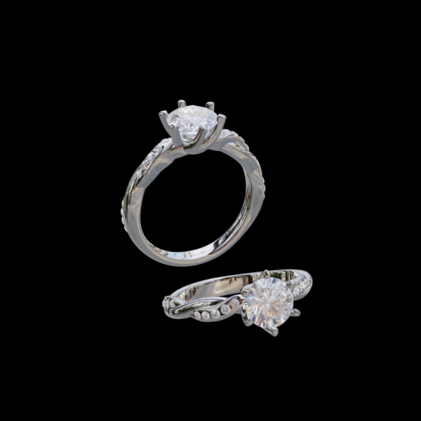 實驗室鑽石圓形女戒1克拉 