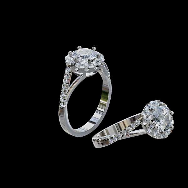 實驗室鑽石圓形女戒1克拉 