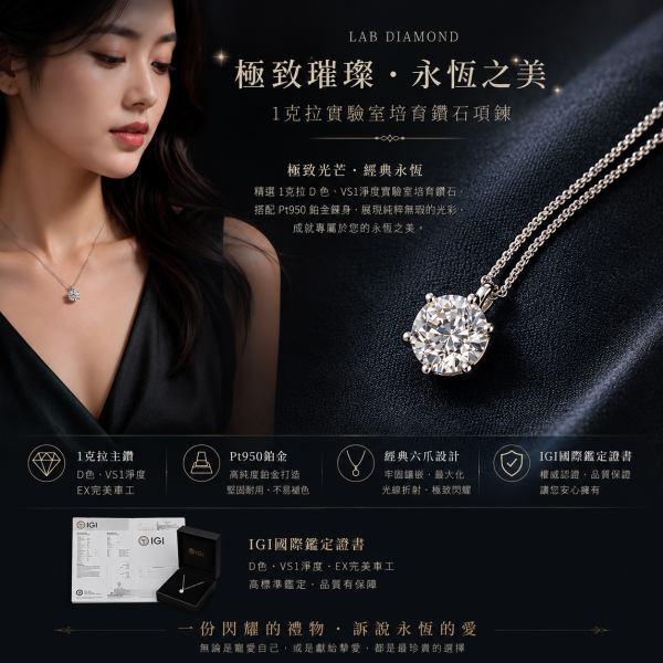 實驗室圓鑽女墜(特價商品)1克拉D.vs1 