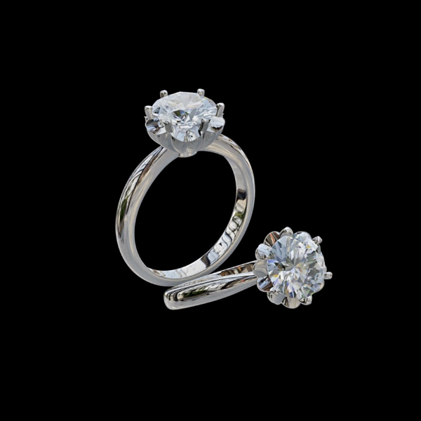 實驗室鑽石圓形女戒2克拉 