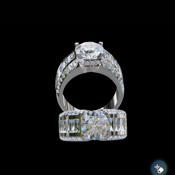 實驗室鑽石圓形男戒3克拉 