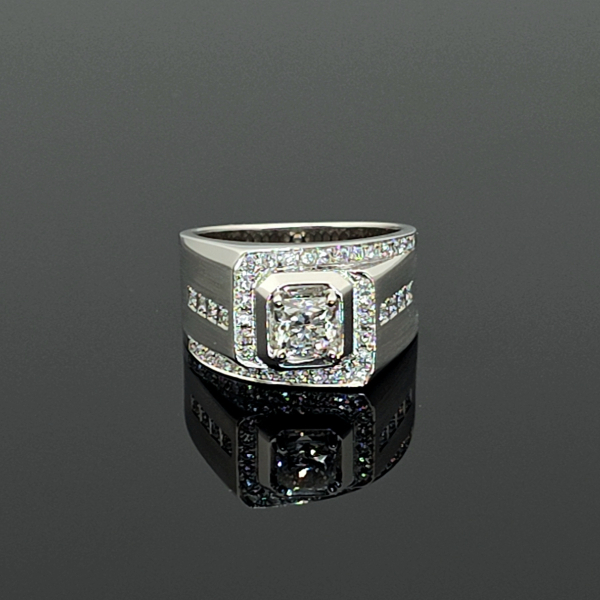 實驗室鑽石公主形男戒1克拉 