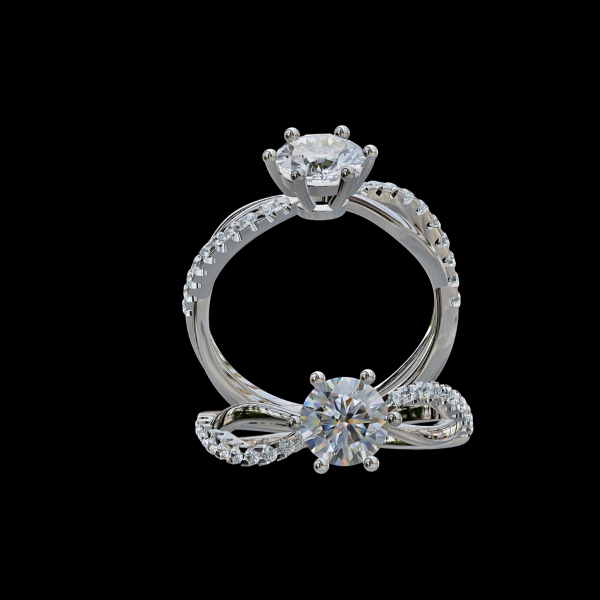 實驗室鑽石圓形女戒1克拉 