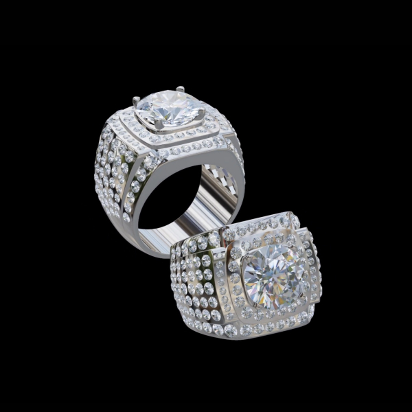 實驗室鑽石圓形男戒5克拉 