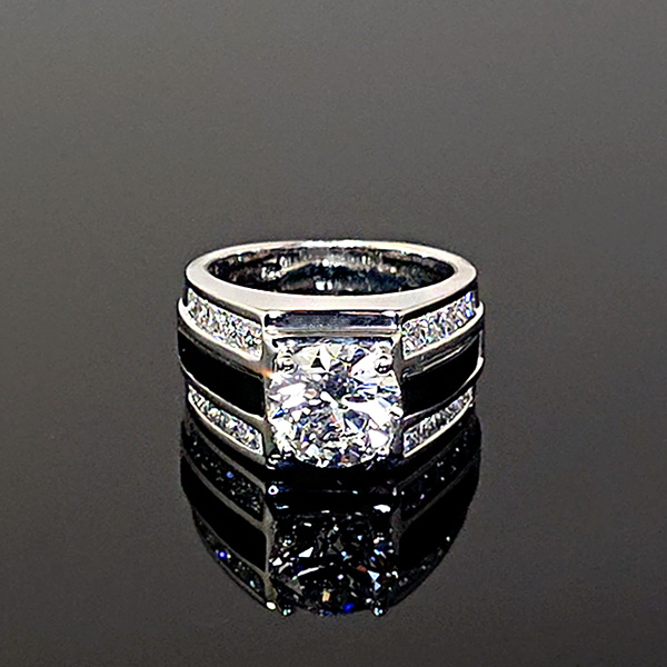 實驗室鑽石圓鑽男戒3克拉D.vs1 