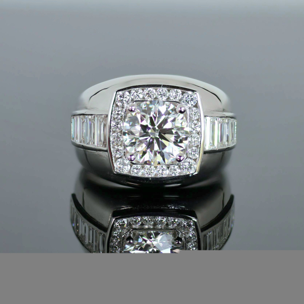 實驗室鑽石圓形男戒3克拉 