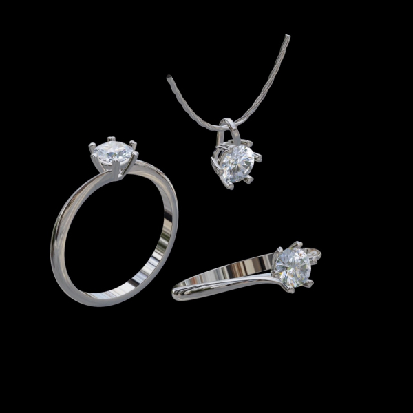 實驗室鑽石圓形套組(戒+墜)1克拉 