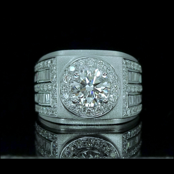實驗室鑽石圓形男戒5克拉 