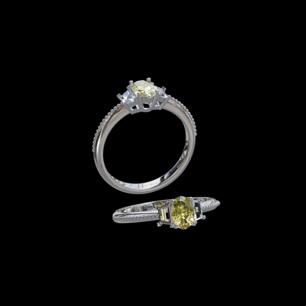 實驗室黃彩鑽橢圓形女戒50分 