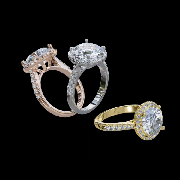 實驗室鑽石圓形女戒3克拉 