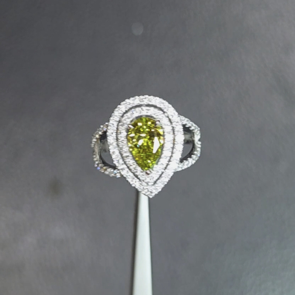 實驗室綠色彩鑽女戒 