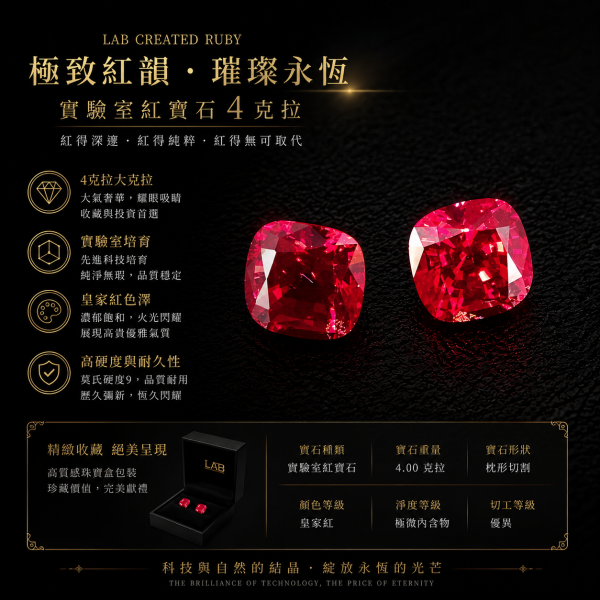 實驗室紅寶石裸石6克拉 