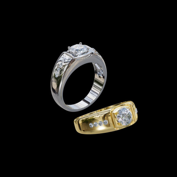 實驗室鑽石圓形男戒 